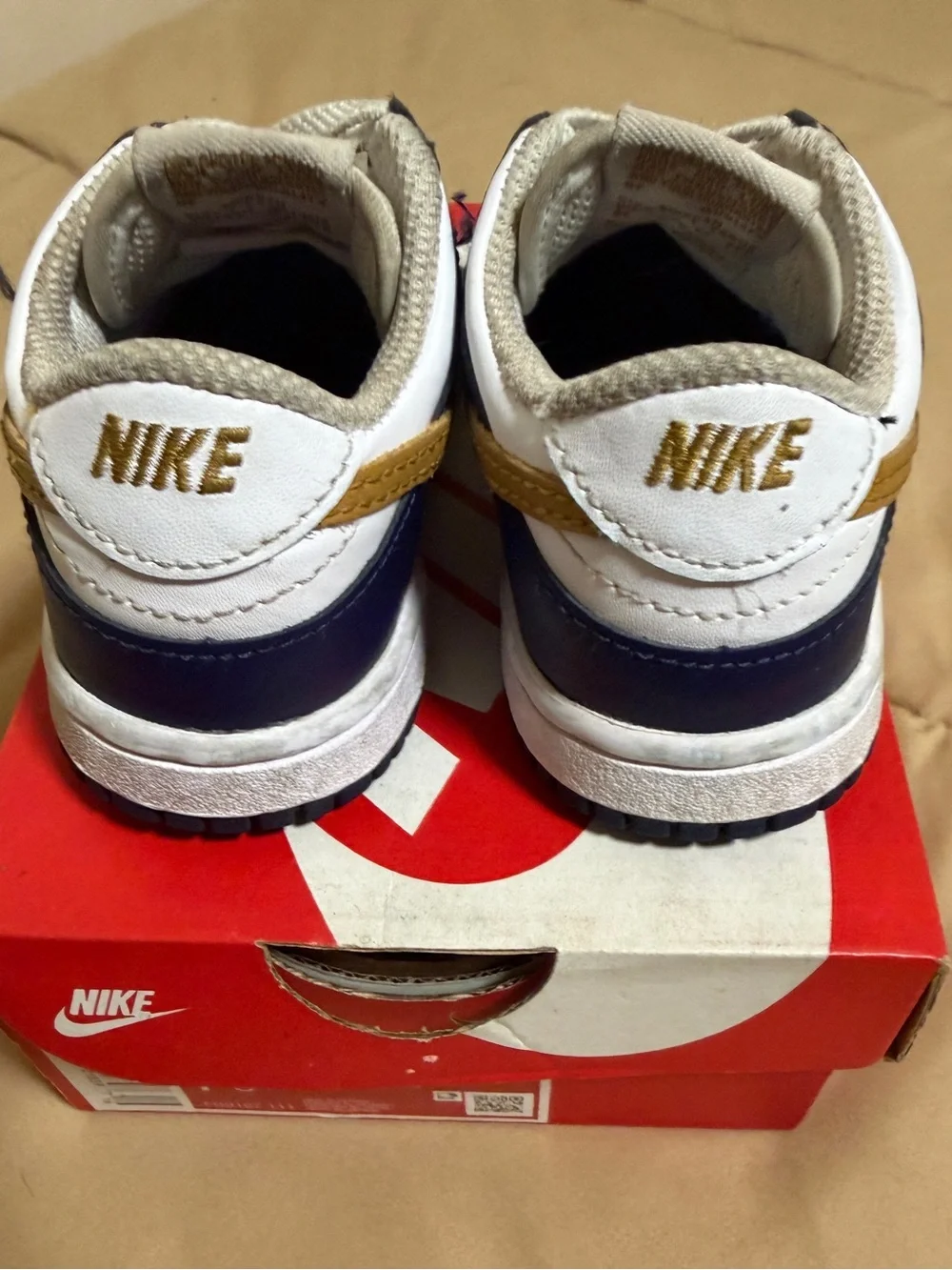 Nike Kids Low-Top Sneakers - White, Navy & Gold